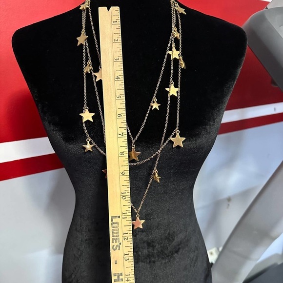 Multi Layered Dangle Star Charm Necklace Gold Tone by Coco and Lolly - Picture 6 of 9